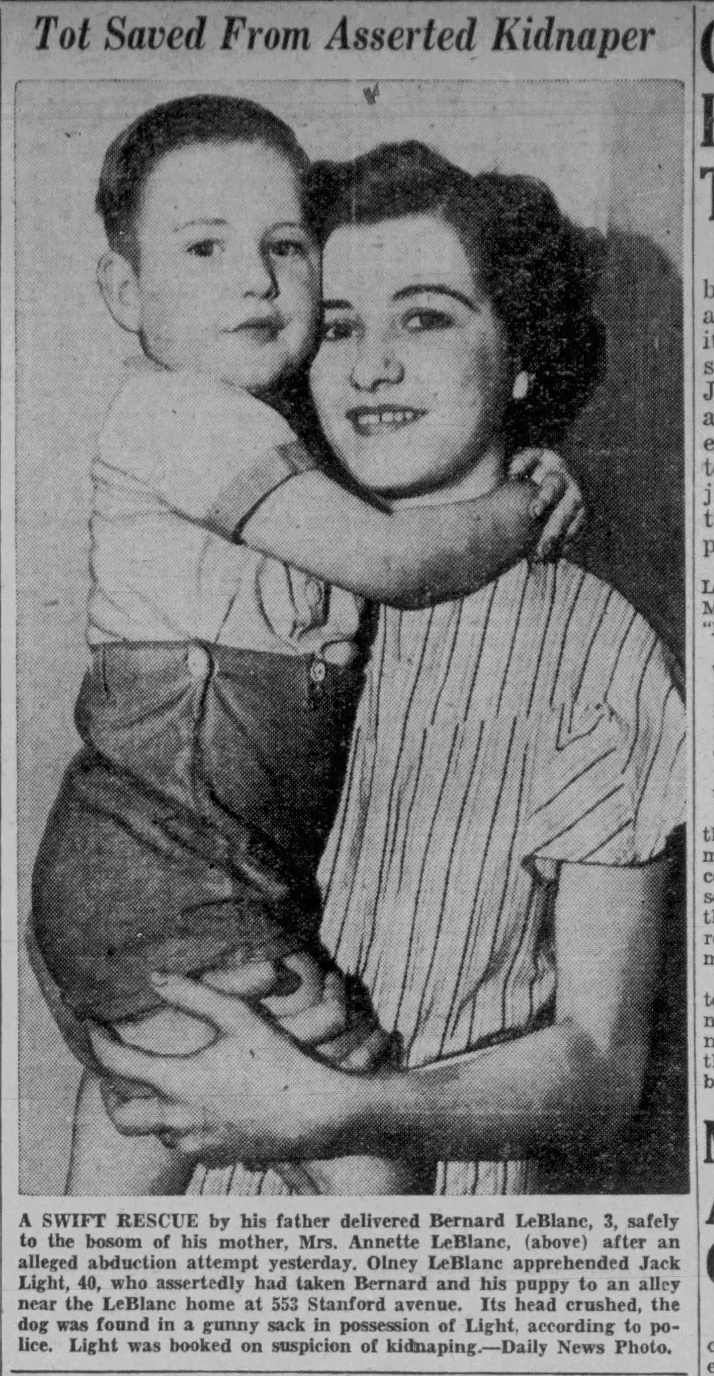 Bernard saved with his Mother Annette_leblanc_daily_news_los_angeles_28_jan_1935