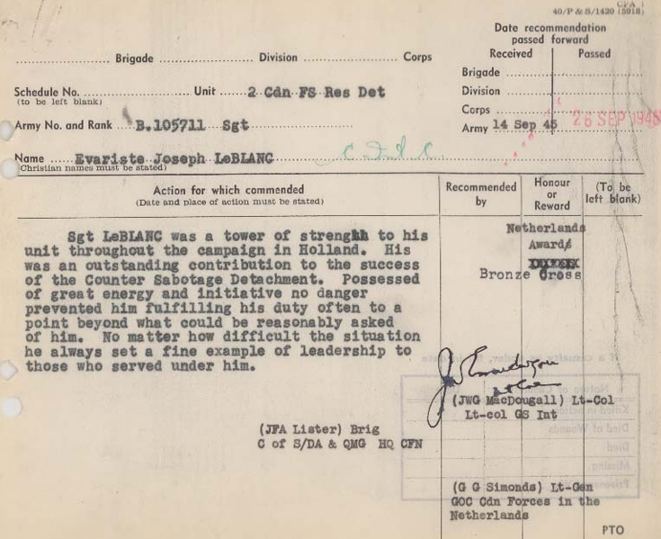 B105711 Sgt E. LeBlanc