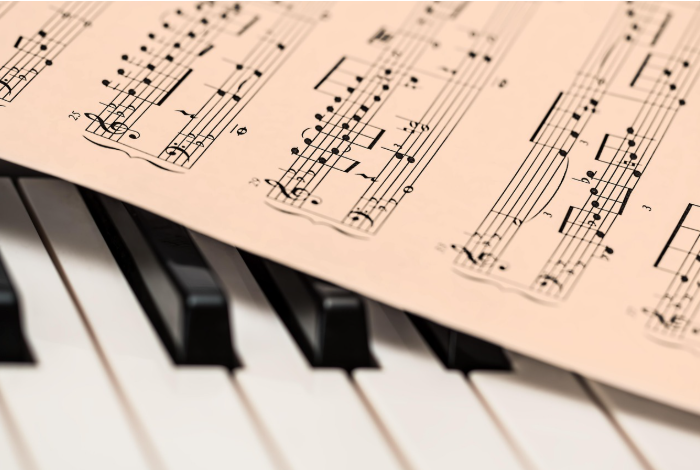 keyboard and sheet music