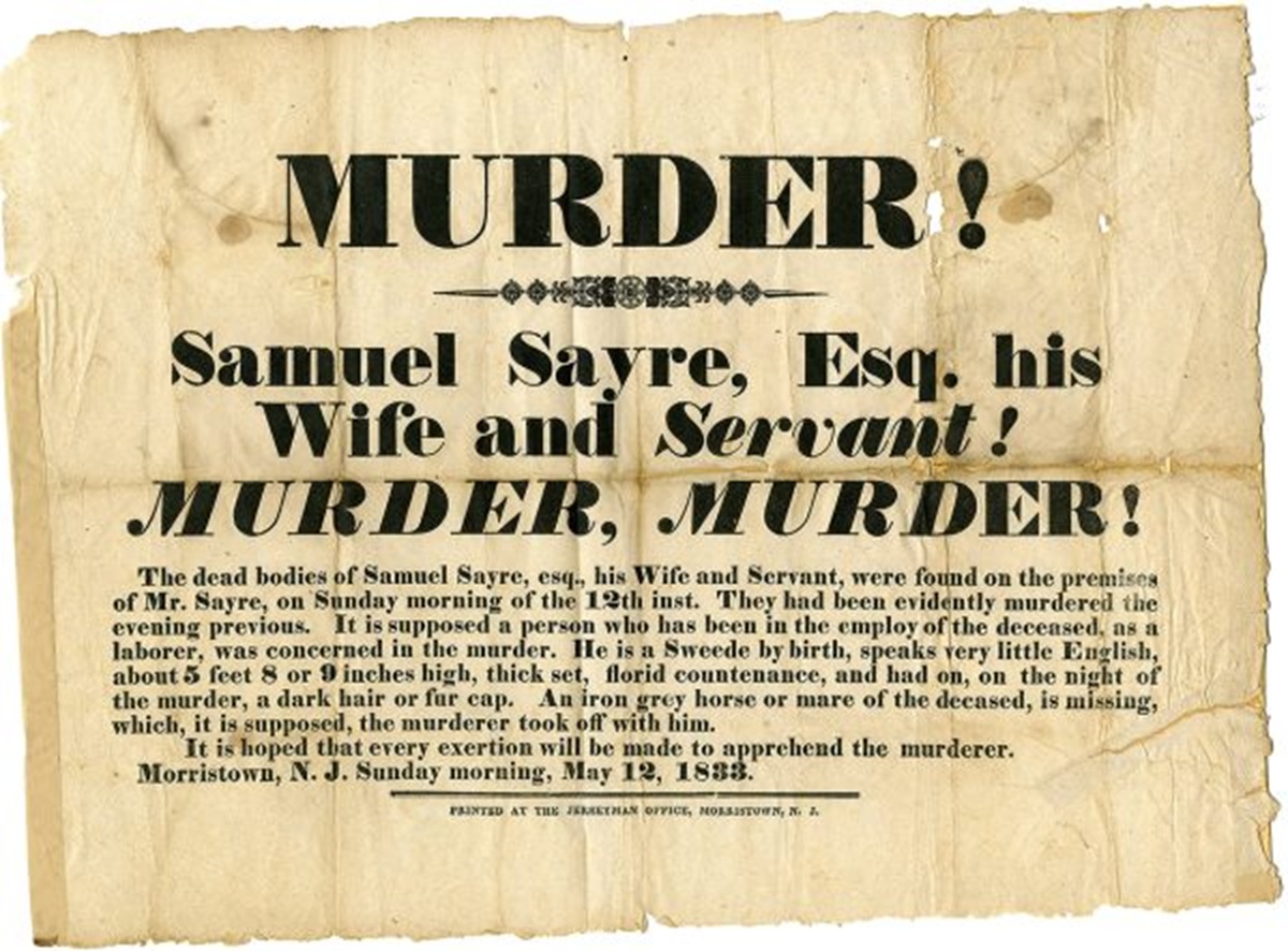 Scan of real hand-bill that was distributed around the neigbourhood  on the morning of 12 May 1833